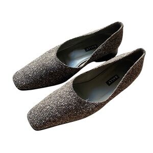 Bally Black and White Tweed Flats